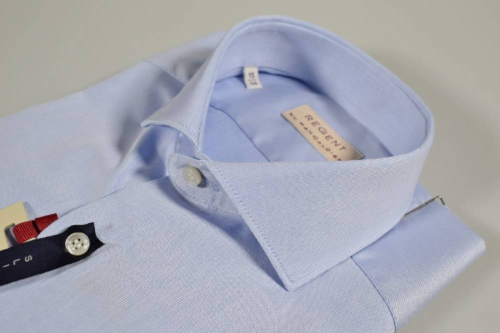 Regent By Pancaldi Camicia Regent By Pancaldi Azzurra Slim Fit Cotone Piquet