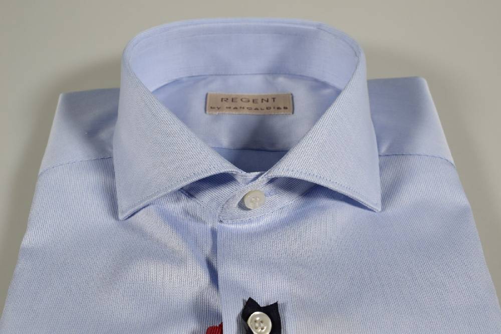 Regent By Pancaldi Camicia Regent By Pancaldi Azzurra Slim Fit Cotone Piquet