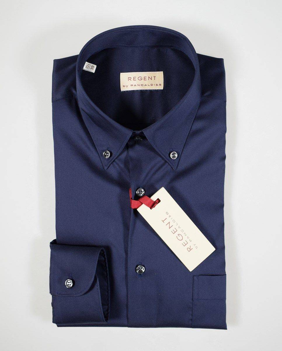 Regent By Pancaldi Camicia Regent By Pancaldi Blu Scuro Collo Button Down Vestibilità Regolare