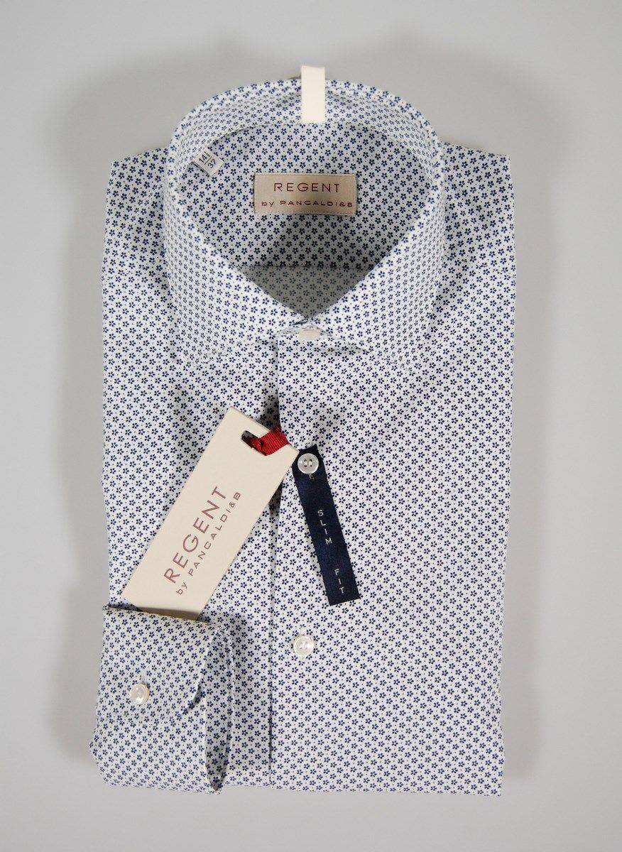 Regent By Pancaldi Camicia Regent By Pancaldi Slim Fit Cotone Stretch Stampa A Fiori Blu