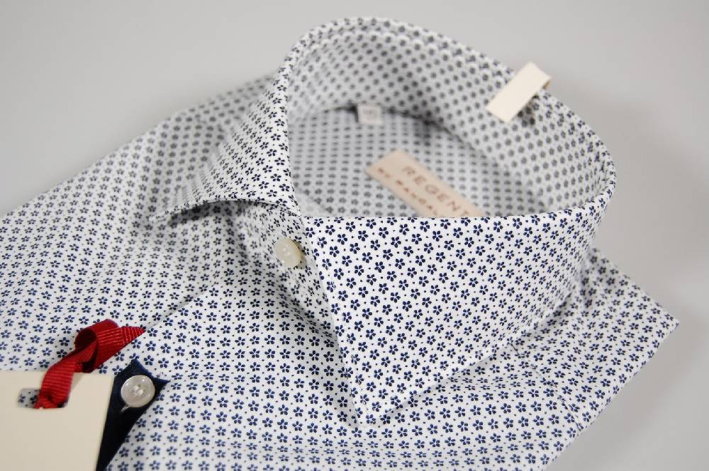 Regent By Pancaldi Camicia Regent By Pancaldi Slim Fit Cotone Stretch Stampa A Fiori Blu