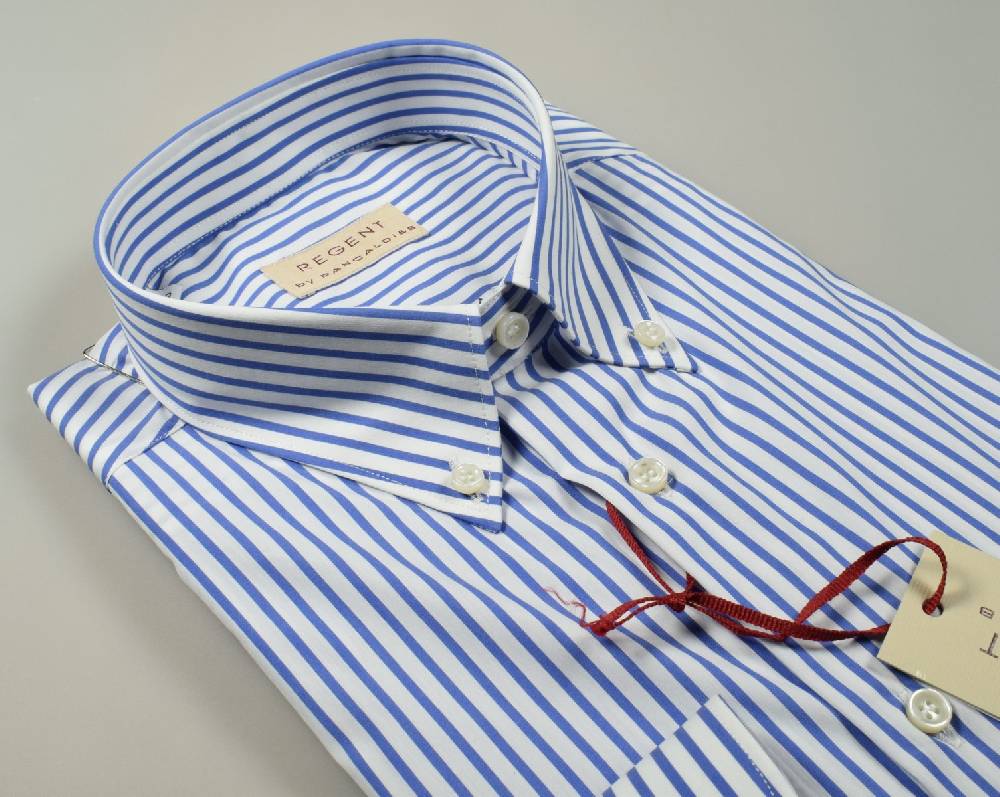 Regent by Pancaldi Camicia regular fit pancaldi a righe azzurro cotone stretch