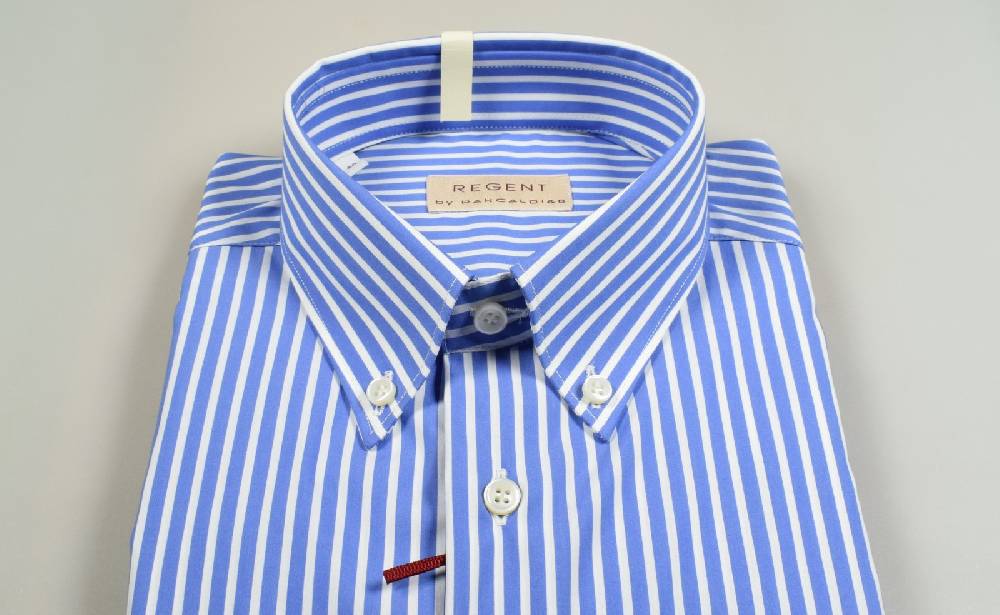 Regent By Pancaldi Camicia Regular Fit Pancaldi Azzurra A Righe Cotone Stretch