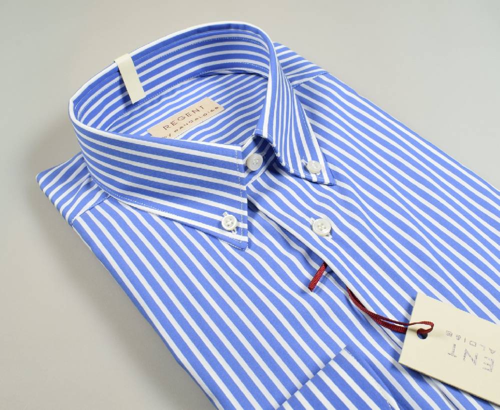 Regent by Pancaldi Camicia regular fit pancaldi azzurra a righe cotone stretch