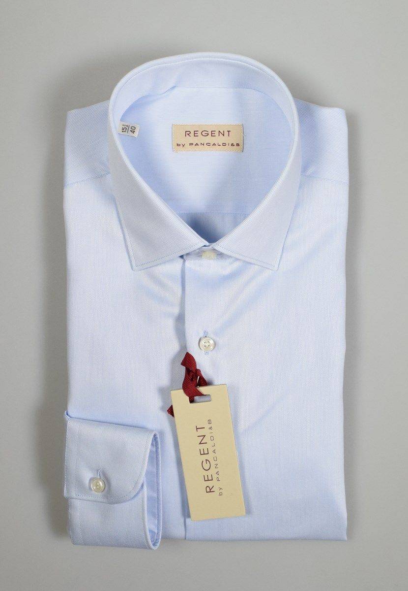 Regent By Pancaldi Camicia Regular Fit Pancaldi Celeste Chiaro Cotone Alto Pregio