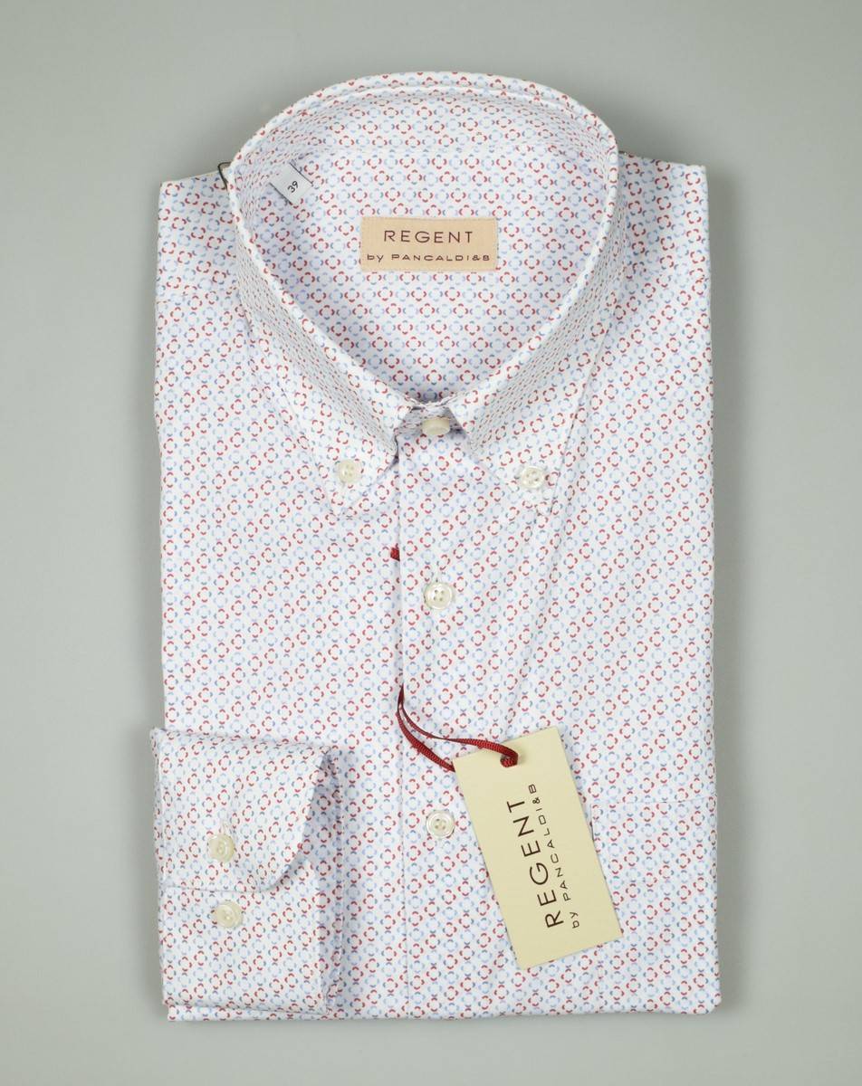Regent By Pancaldi Camicia Regular Fit Pancaldi Collo Button Down In Cotone Stretch Stampato