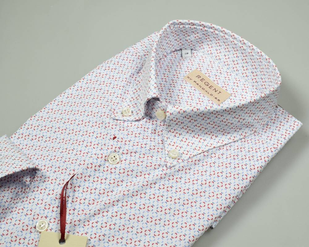 Regent By Pancaldi Camicia Regular Fit Pancaldi Collo Button Down In Cotone Stretch Stampato