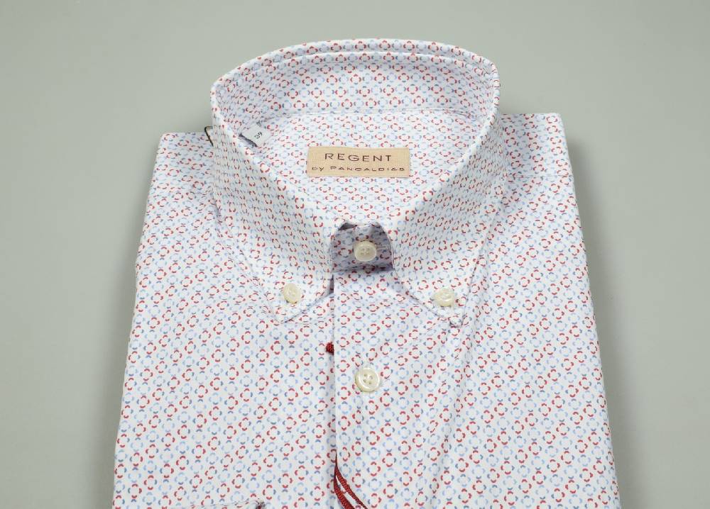 Regent By Pancaldi Camicia Regular Fit Pancaldi Collo Button Down In Cotone Stretch Stampato