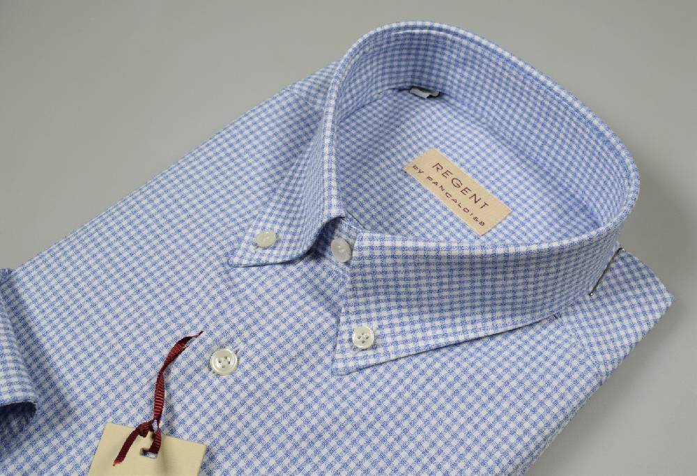 Regent By Pancaldi Camicia Regular Fit Pancaldi Cotone A Quadretti Celeste