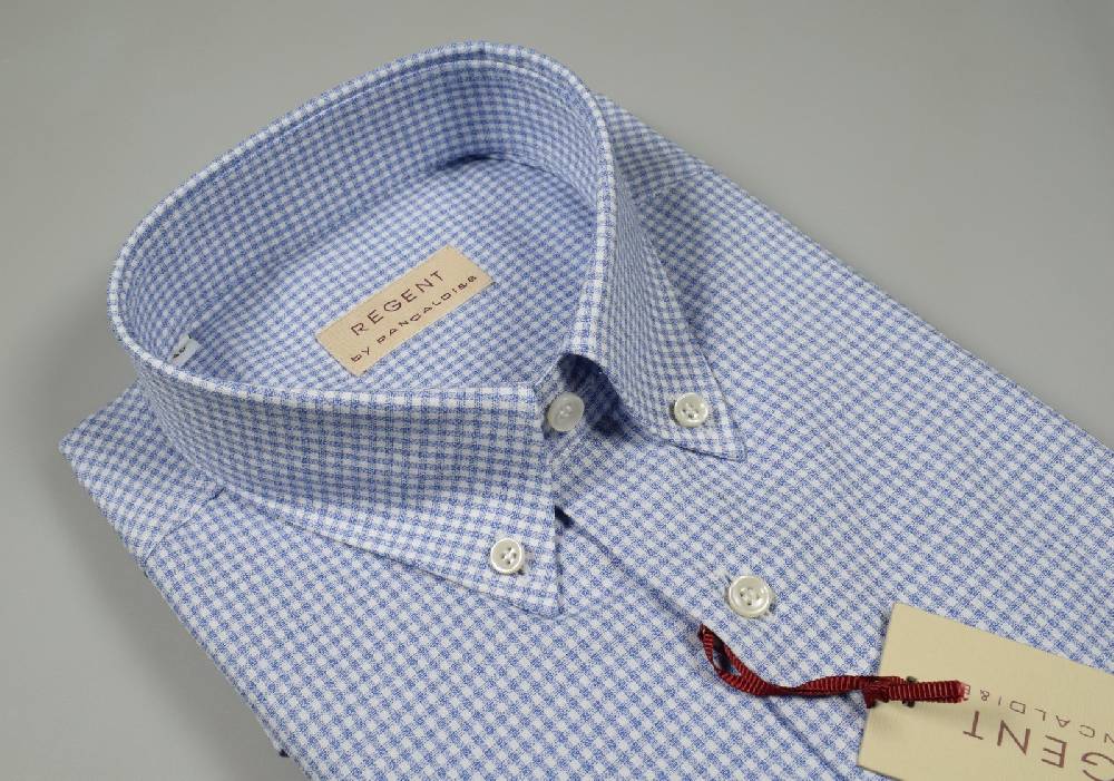Regent by Pancaldi Camicia regular fit pancaldi cotone a quadretti celeste