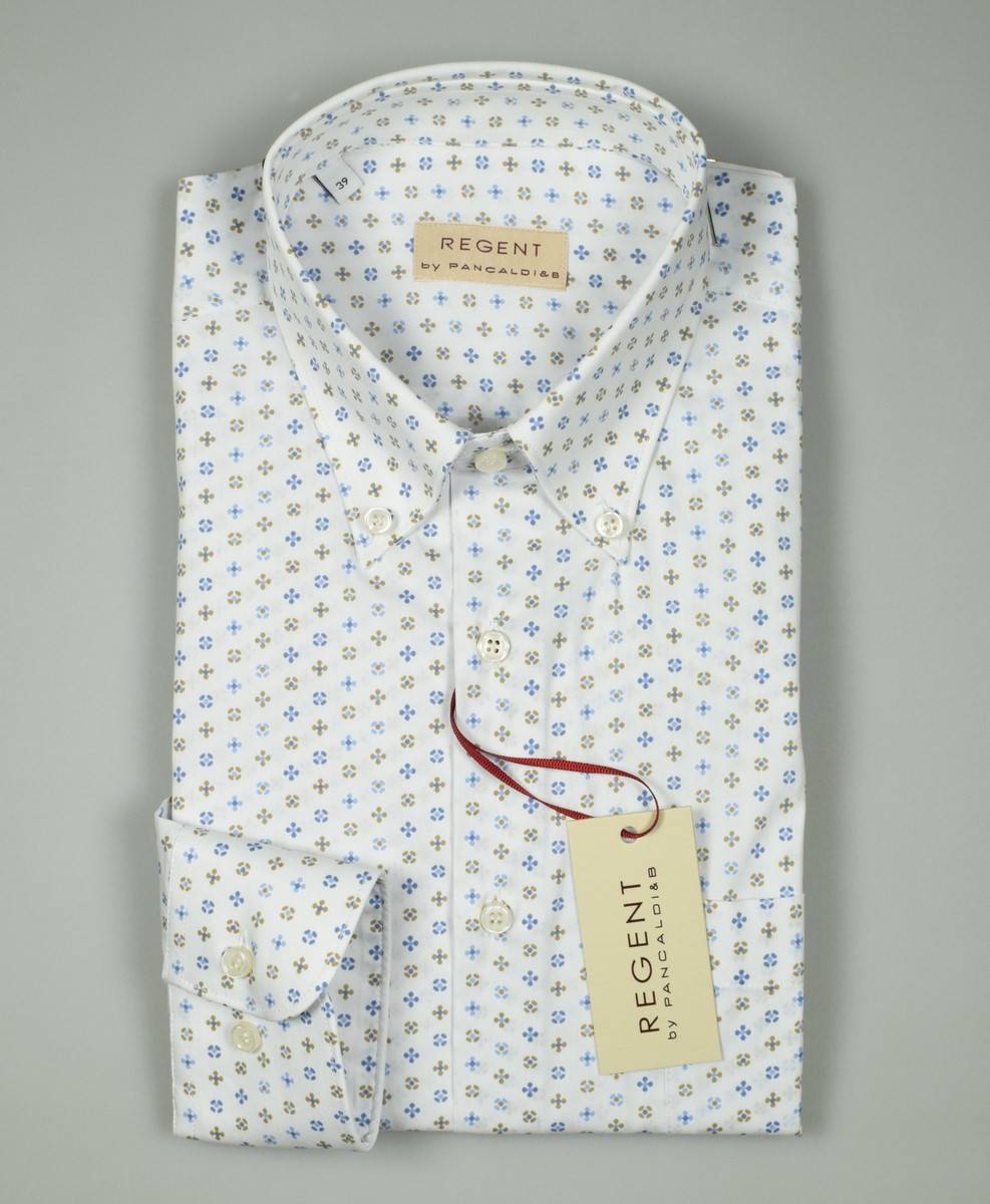 Regent By Pancaldi Camicia Regular Fit Pancaldi In Cotone Stretch Stampato