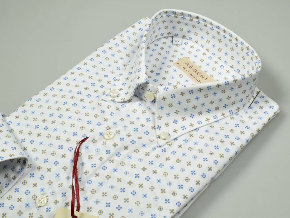 Regent By Pancaldi Camicia Regular Fit Pancaldi In Cotone Stretch Stampato