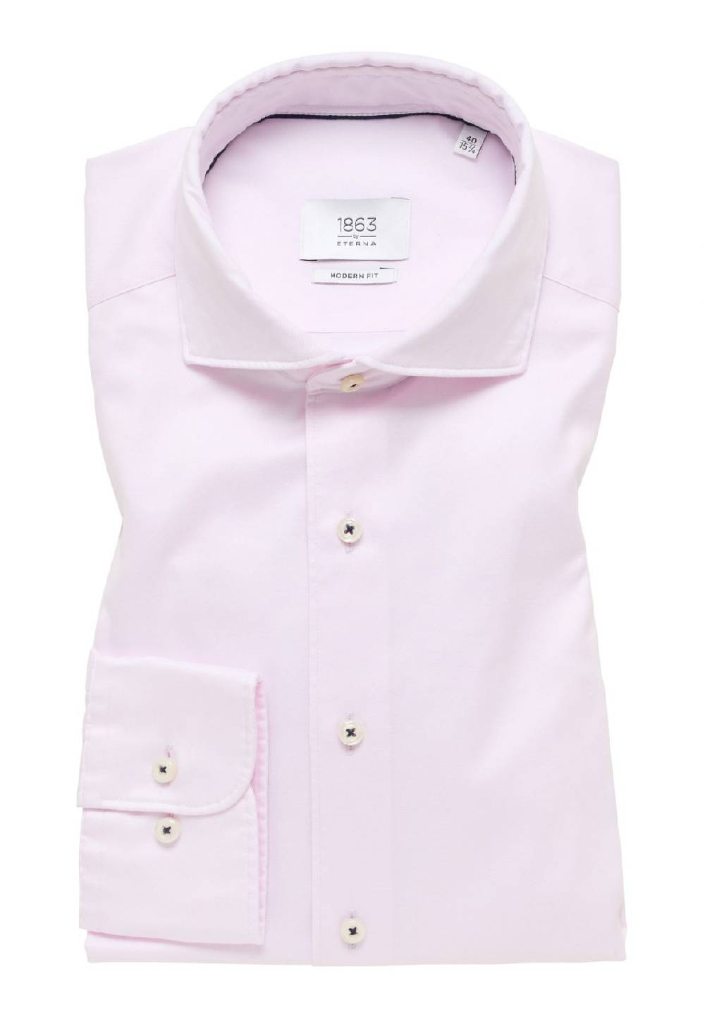 Eterna Camicia rosa eterna cotone twill ritorto modern fit