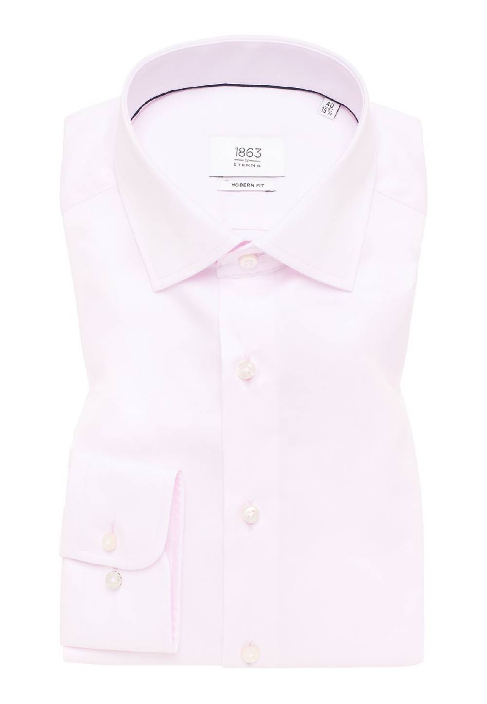 Eterna Camicia Rosa Eterna Modern Fit In Cotone Twill No Stiro