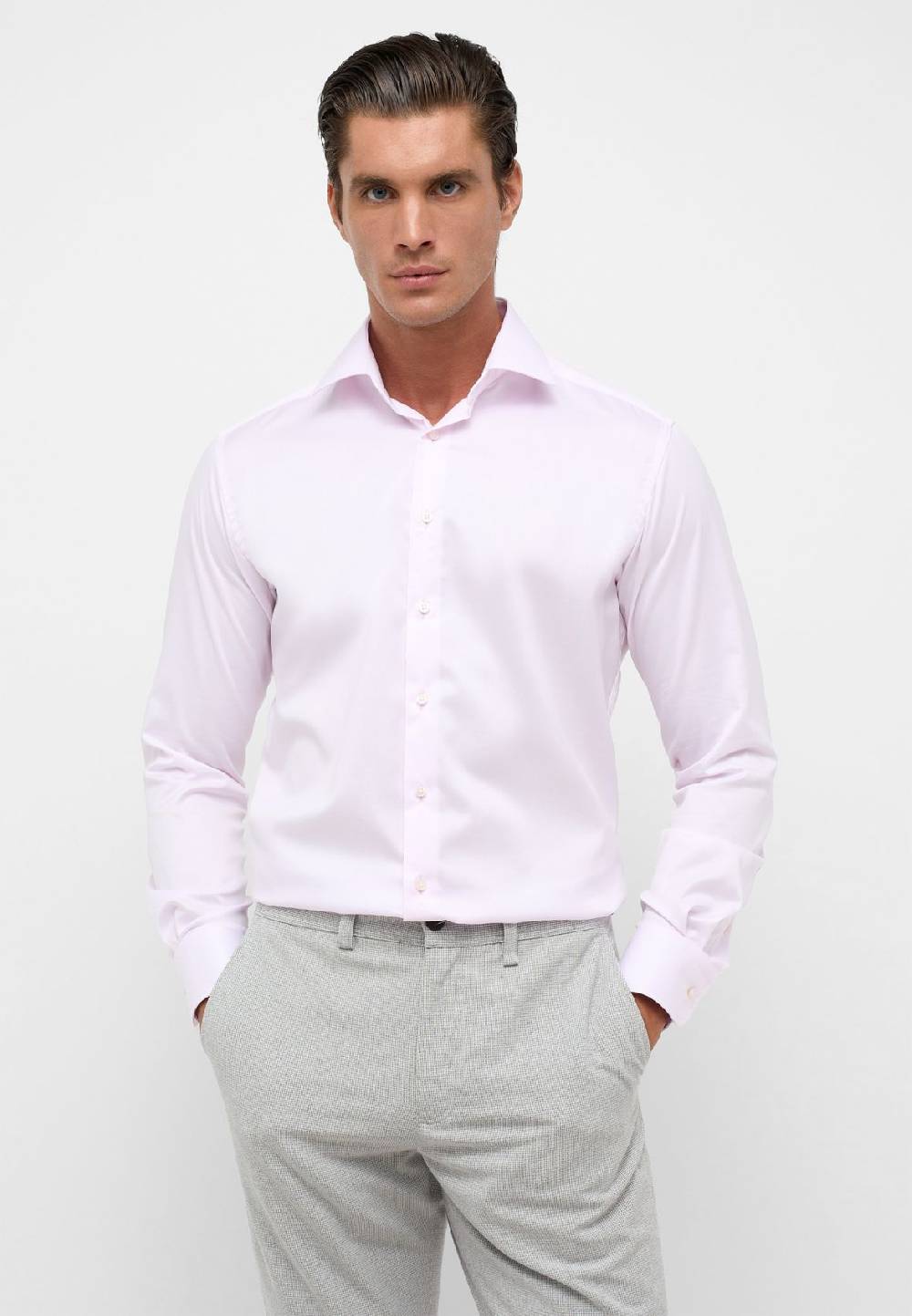Eterna Camicia rosa eterna modern fit in cotone twill no stiro