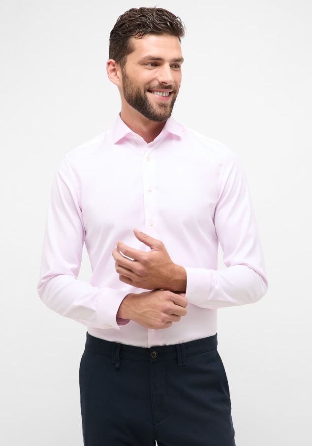 Eterna Camicia Rosa Eterna Slim Fit Collo Francese Cotone Cover