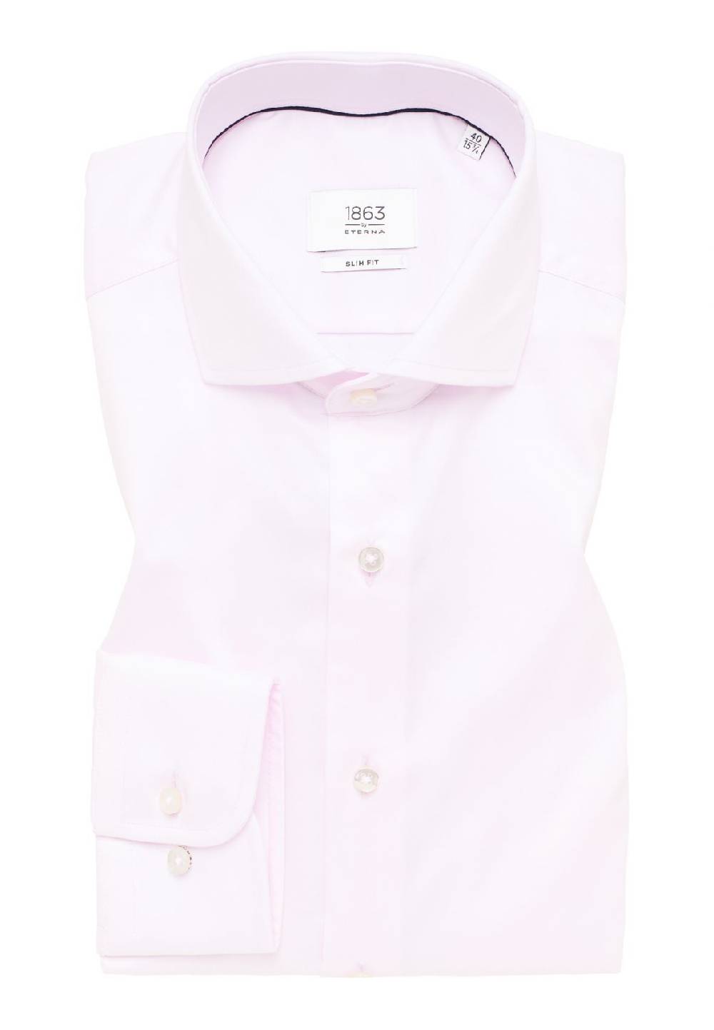 Eterna Camicia Rosa Eterna Slim Fit In Cotone Twill No Stiro