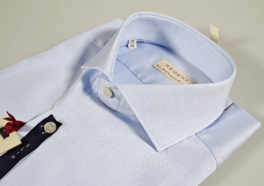 Regent By Pancaldi Camicia Sfiancata Celeste Chiaro Pancaldi Collo Alla Francese