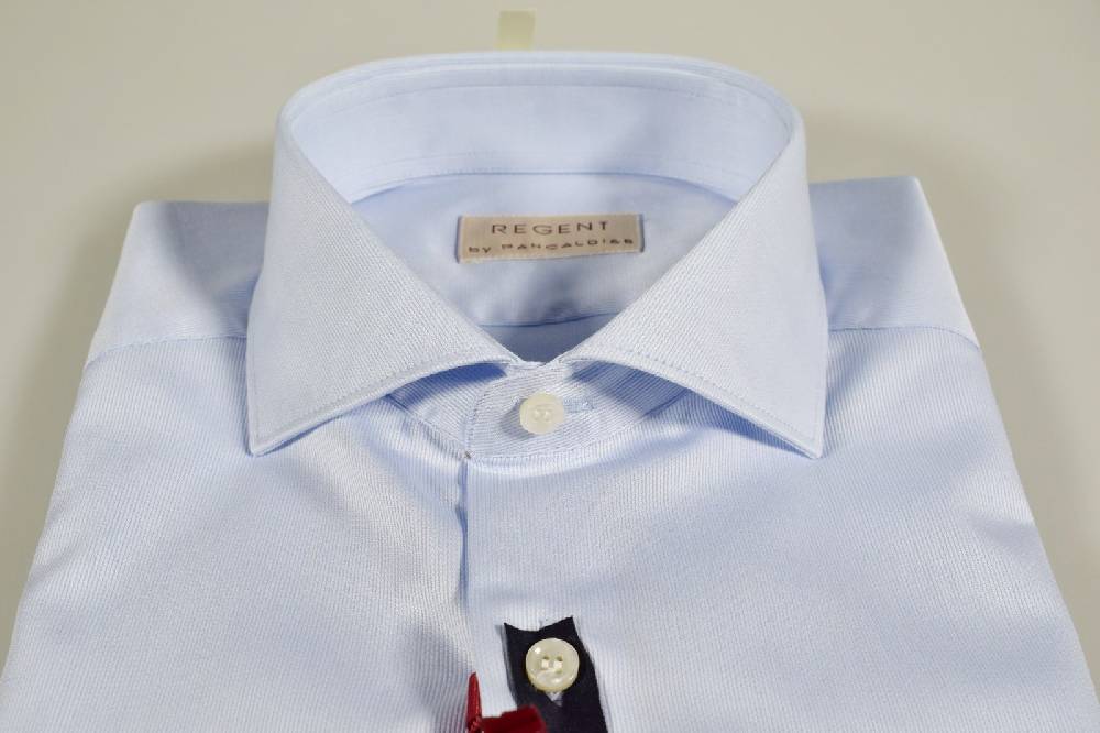 Regent By Pancaldi Camicia Sfiancata Celeste Chiaro Pancaldi Collo Alla Francese