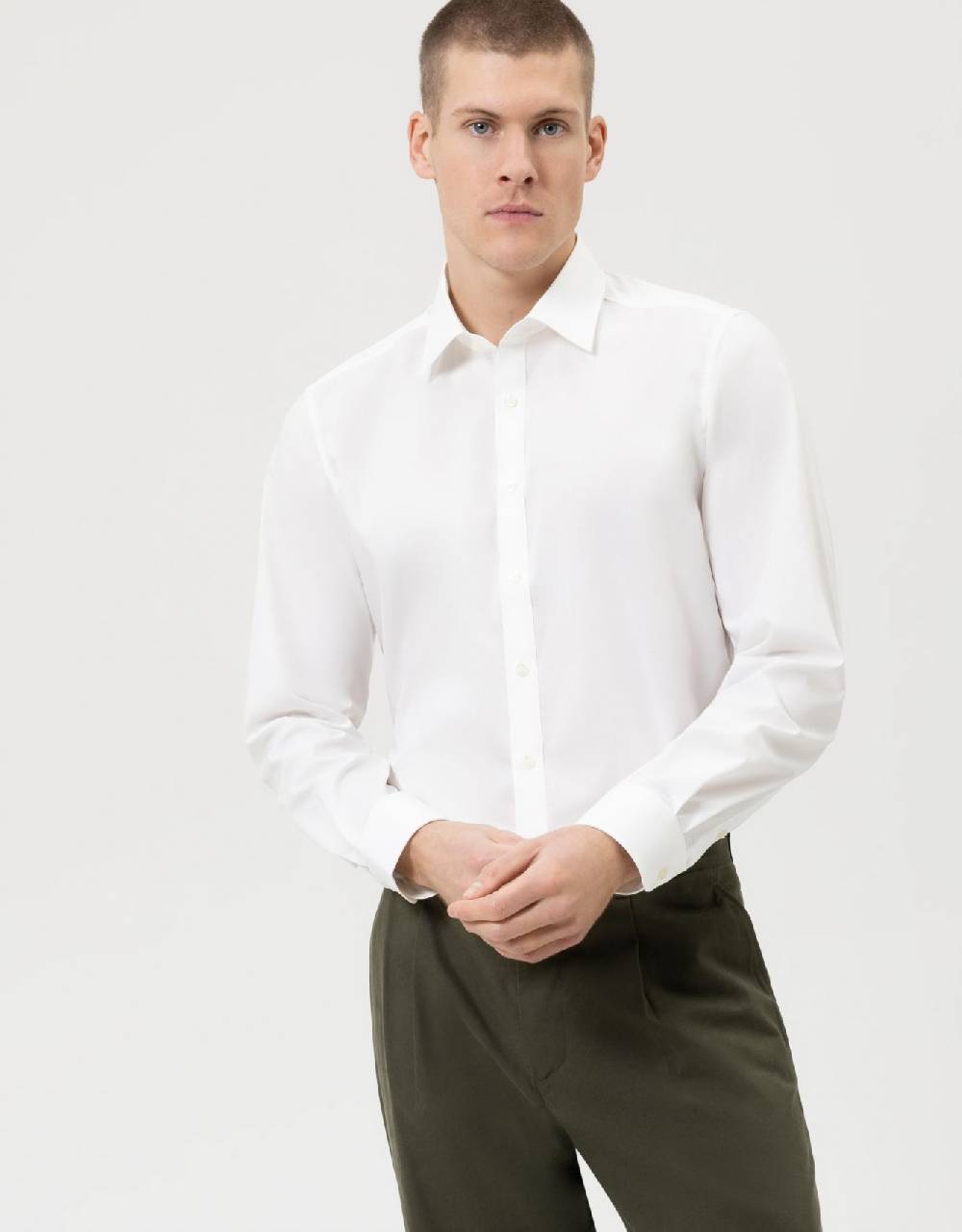 Olymp Camicia slim fit beige olymp level five in cotone stretch