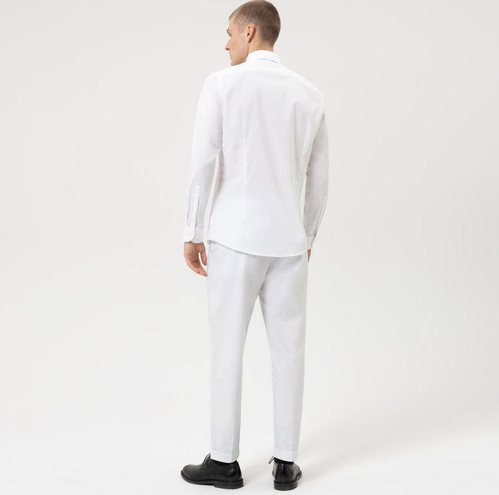 Olymp Camicia Slim Fit Bianca Olymp Level Five In Cotone Stretch