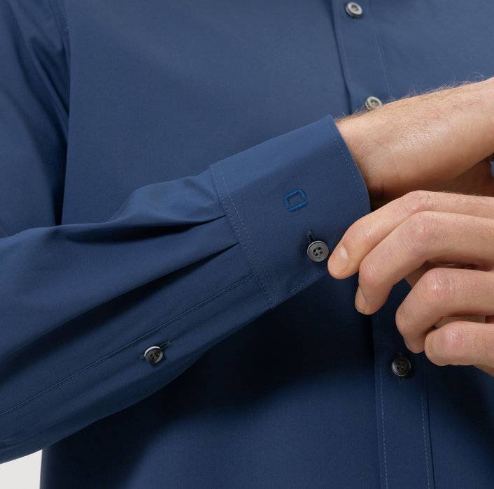 Olymp Camicia Slim Fit Blu Navy Olymp Level Five In Cotone Stretch
