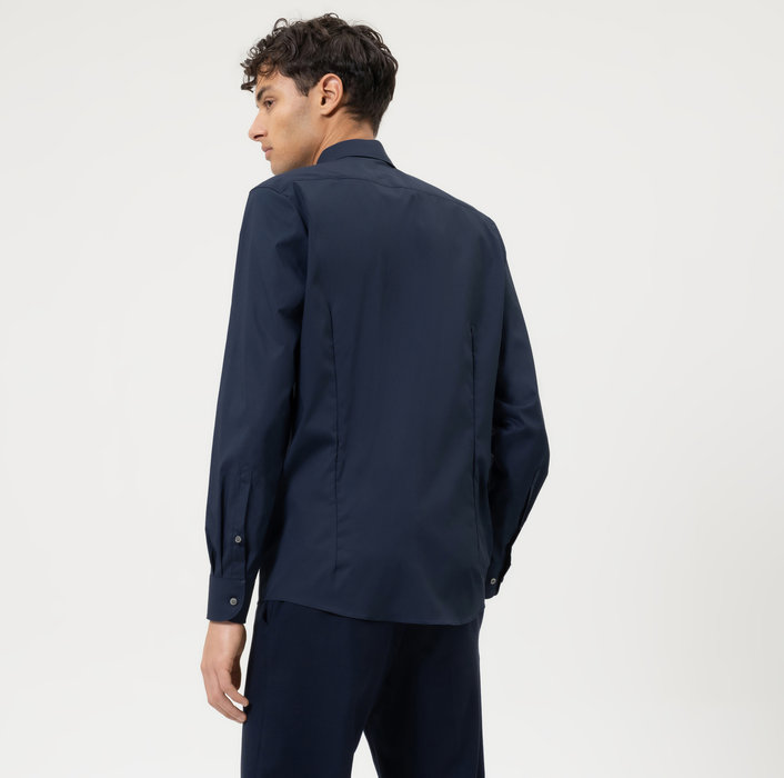 Olymp Camicia Slim Fit Blu Scuro Olymp Level Five In Cotone Stretch