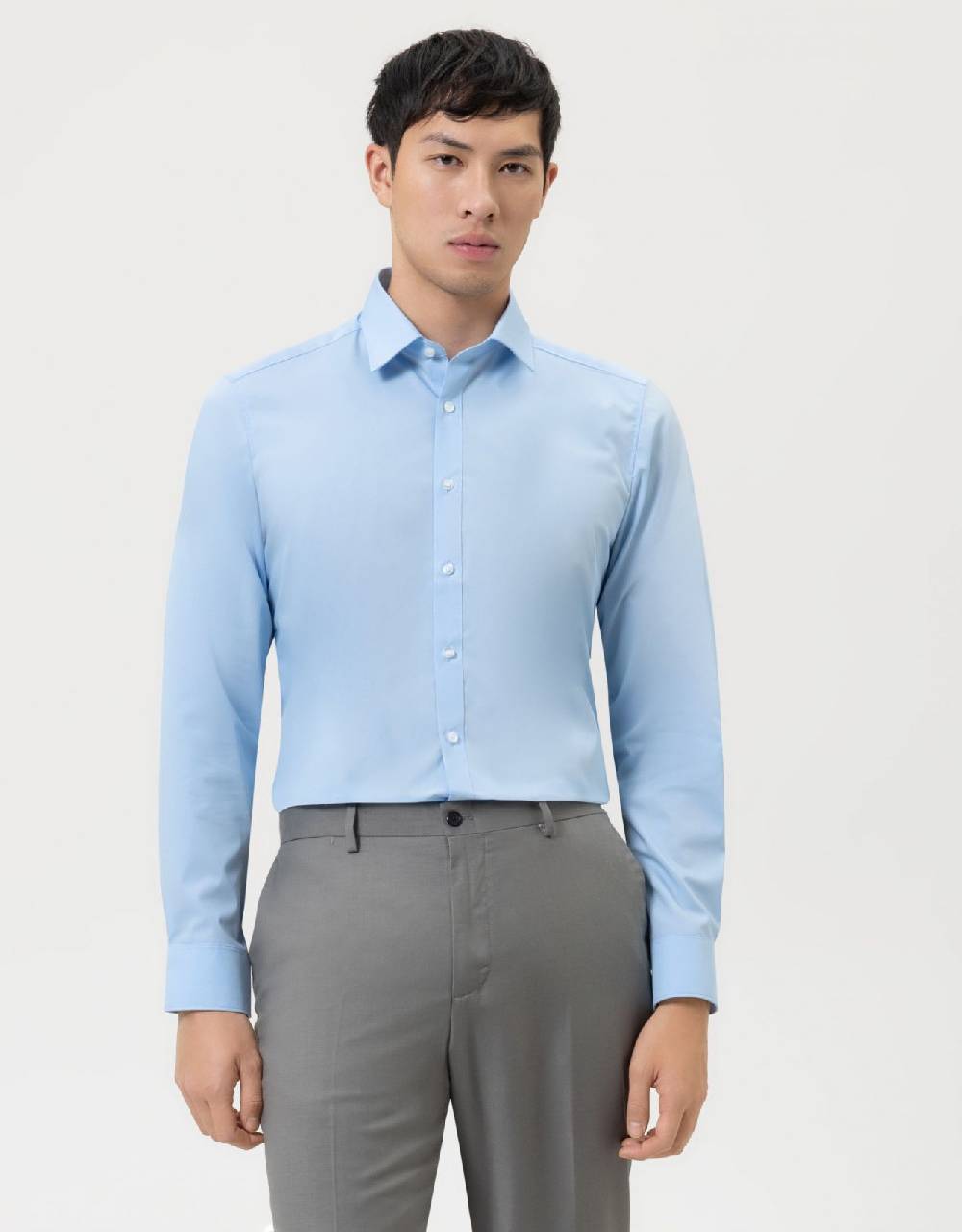 Olymp Camicia slim fit celeste olymp level five in cotone stretch