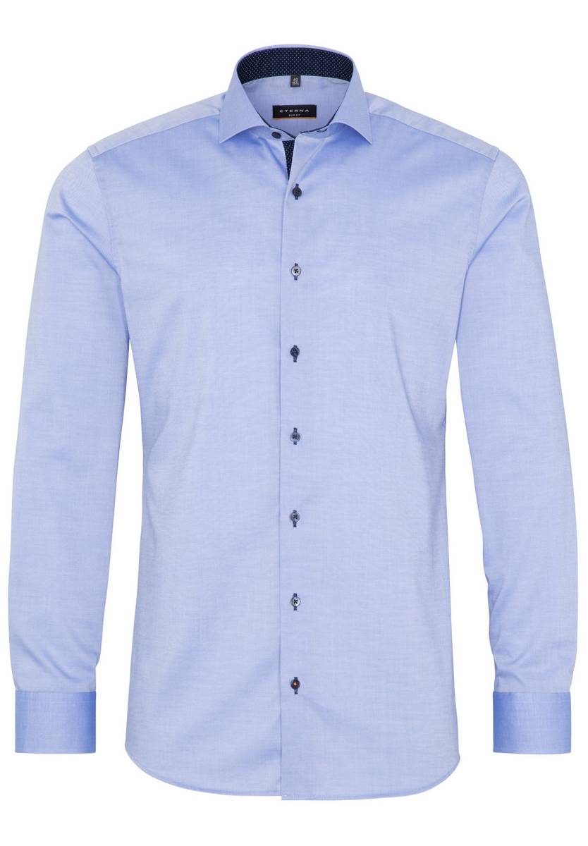 Eterna Camicia Slim Fit Eterna Puro Cotone No Stiro Con Interni In Contrasto