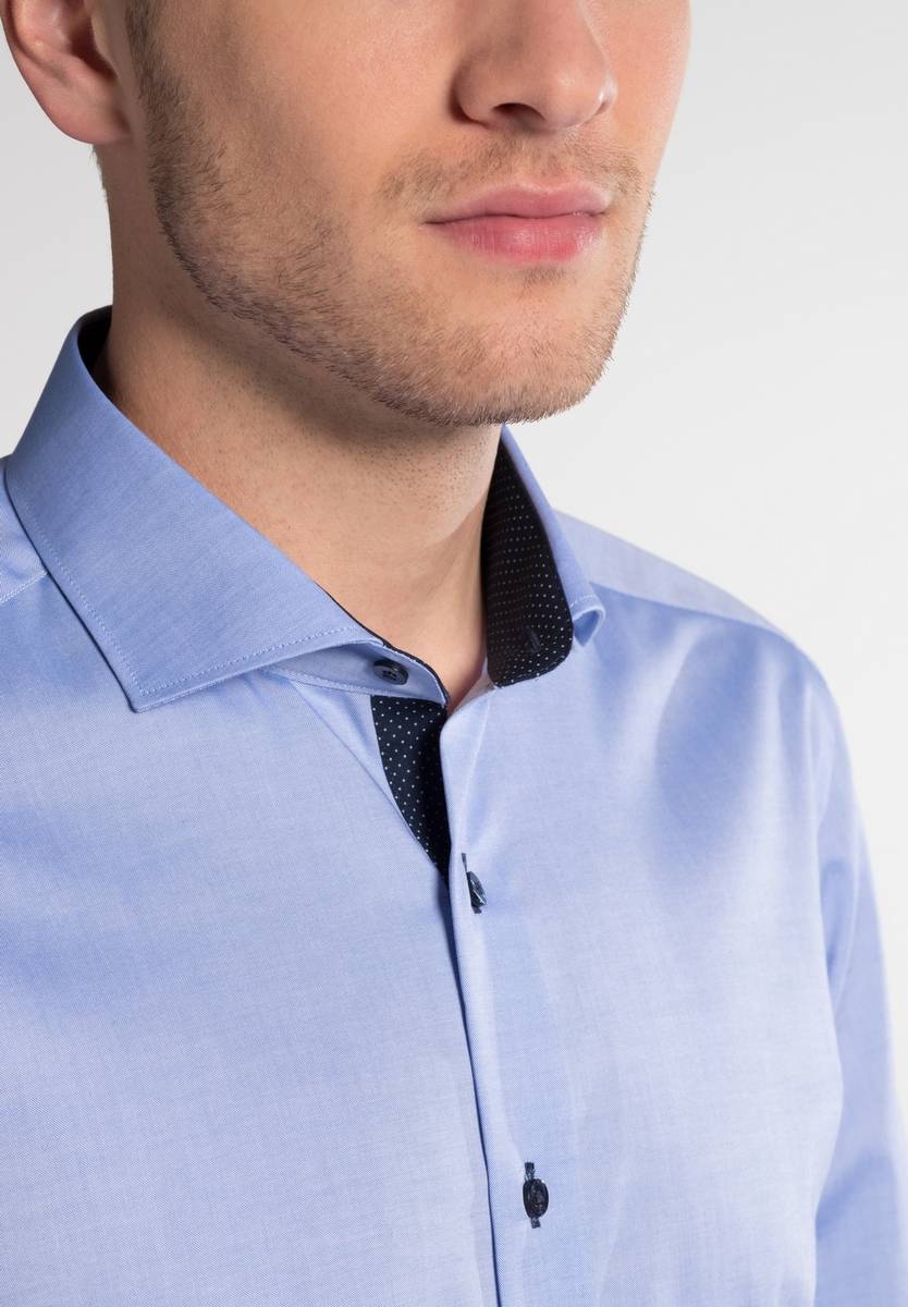 Eterna Camicia Slim Fit Eterna Puro Cotone No Stiro Con Interni In Contrasto