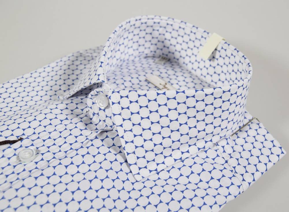 Ingram Camicia Slim Fit Fantasia Stampata Azzurra Ingram