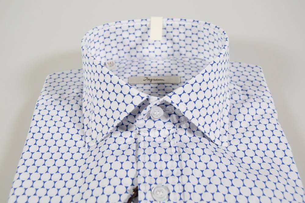 Ingram Camicia Slim Fit Fantasia Stampata Azzurra Ingram
