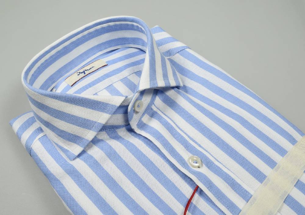 Ingram Camicia slim fit ingram a righe celeste collo alla francese