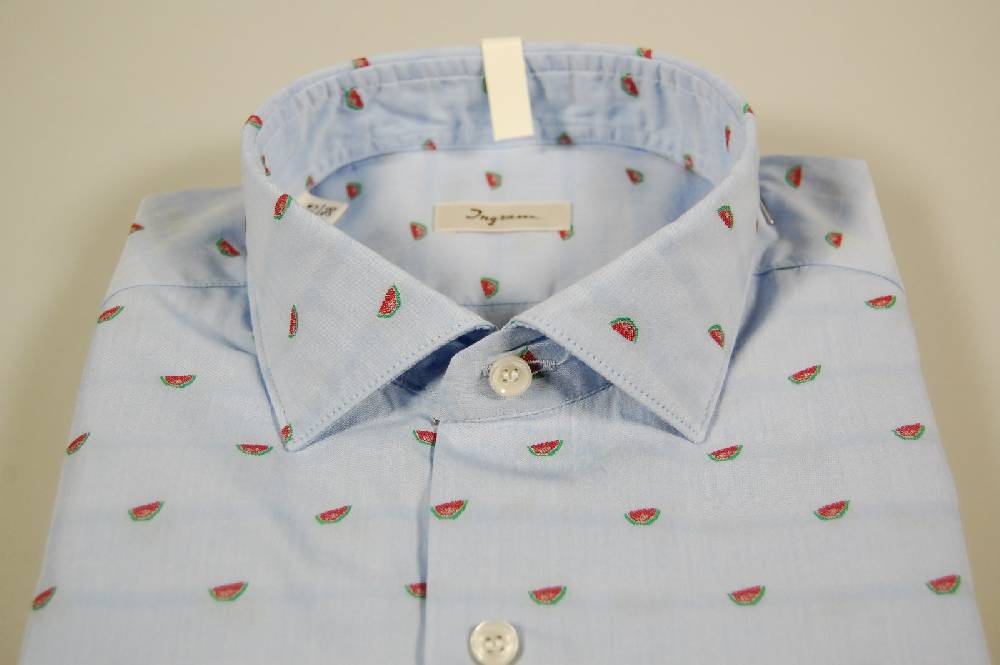 Ingram Camicia Slim Fit Ingram Celeste Fil Coupè Con Anguria
