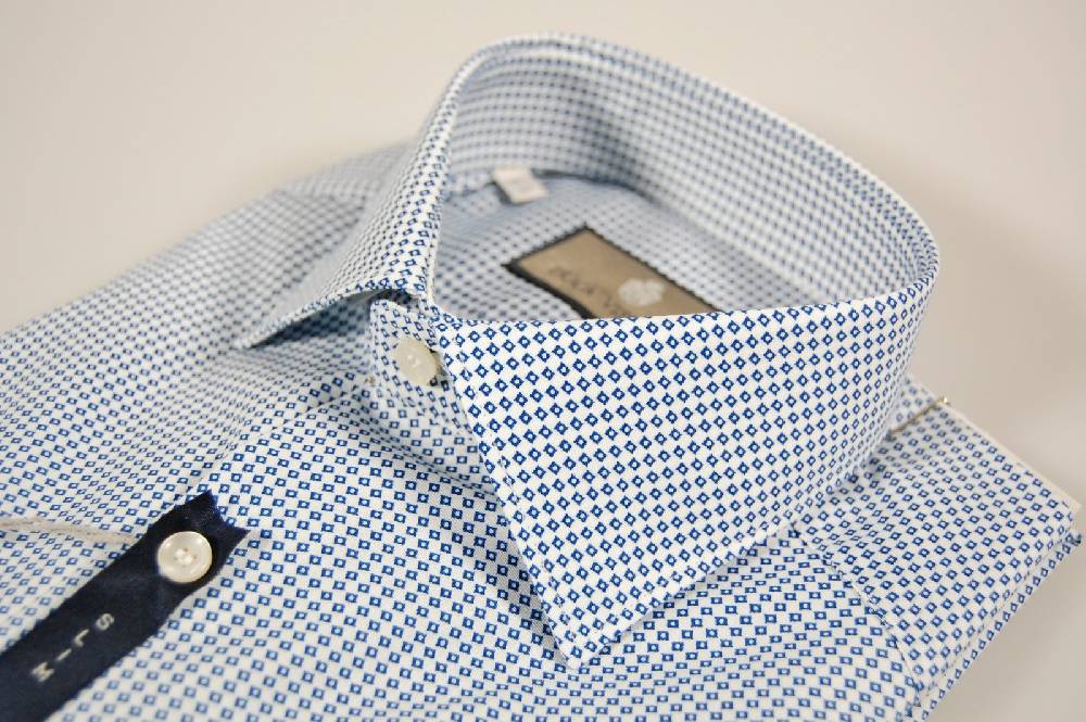Duca Visconti Camicia Slim Fit Micro Disegno Azzurro Duca Visconti