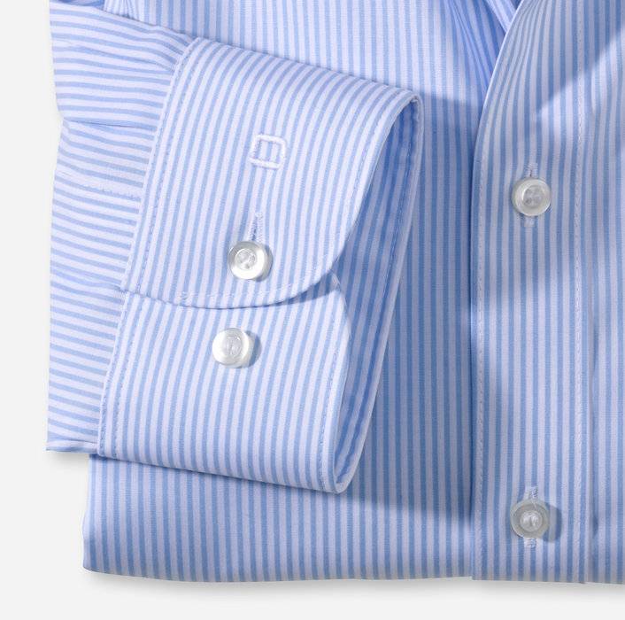 Olymp Camicia Slim Fit Olymp A Righe Celeste In Cotone Stretch