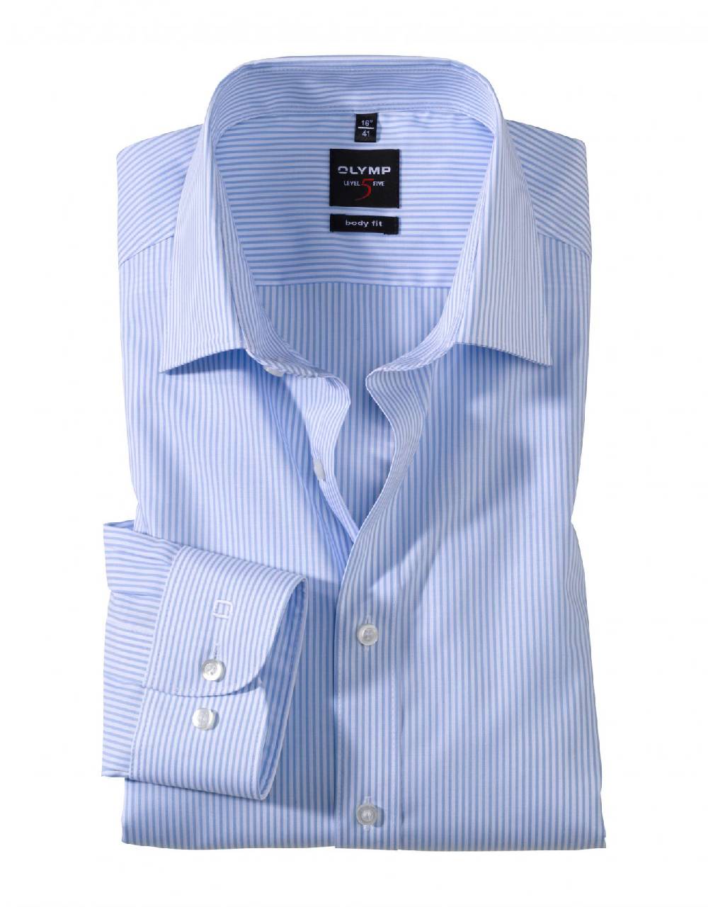 Olymp Camicia slim fit olymp a righe celeste in cotone stretch