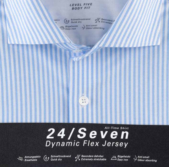 Olymp Camicia Slim Fit Olymp In Jersey A Righe Celeste