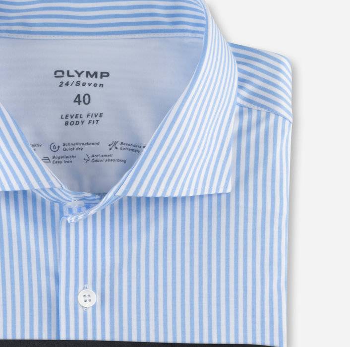 Olymp Camicia Slim Fit Olymp In Jersey A Righe Celeste