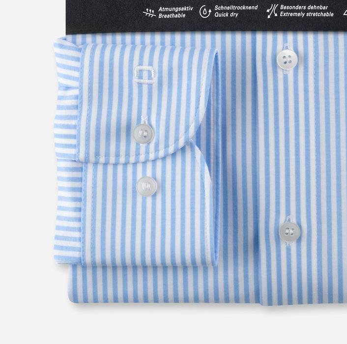 Olymp Camicia Slim Fit Olymp In Jersey A Righe Celeste