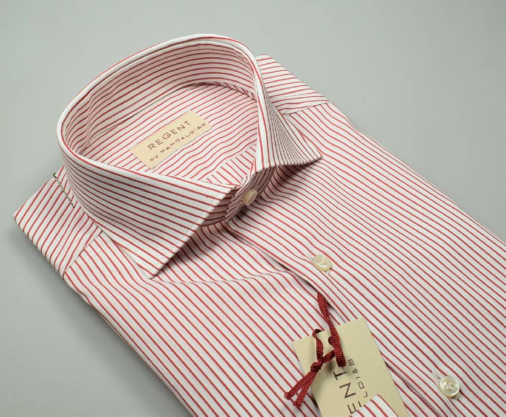 Regent by Pancaldi Camicia slim fit pancaldi a righe rosse cotone stretch