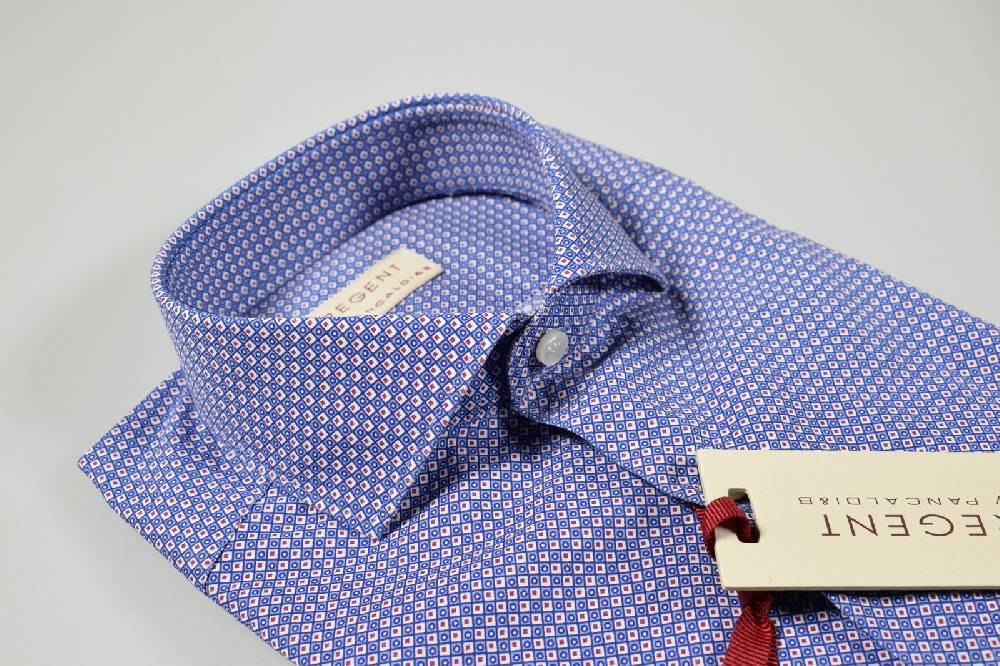 Regent by Pancaldi Camicia slim fit pancaldi azzurra micro disegno stampato