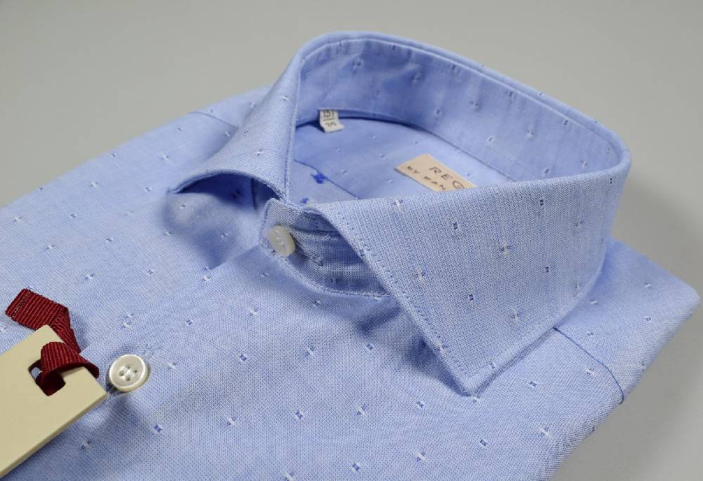 Regent By Pancaldi Camicia Slim Fit Pancaldi Celeste Disegno Ricamato Fil Coupè