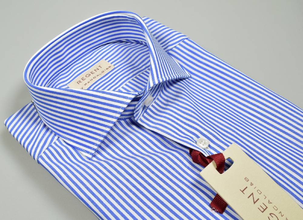 Regent by Pancaldi Camicia slim fit pancaldi collo francese a righe azzurro