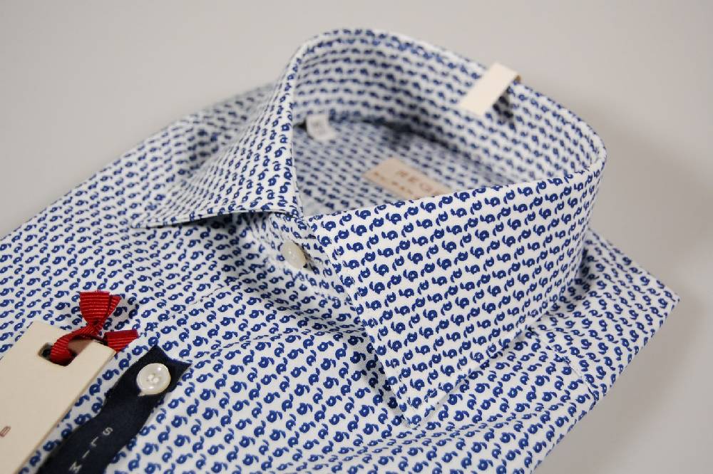 Regent By Pancaldi Camicia Slim Fit Pancaldi Cotone Stretch Fantasia Azzurra