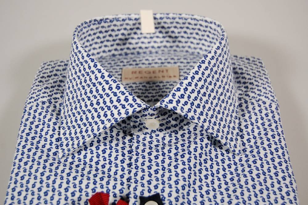 Regent By Pancaldi Camicia Slim Fit Pancaldi Cotone Stretch Fantasia Azzurra