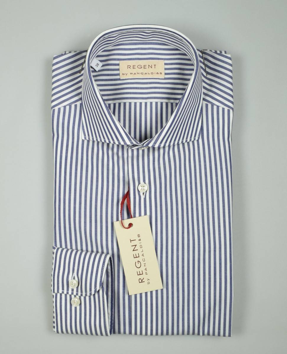 Regent By Pancaldi Camicia Slim Fit Pancaldi In Cotone A Righe Azzurro