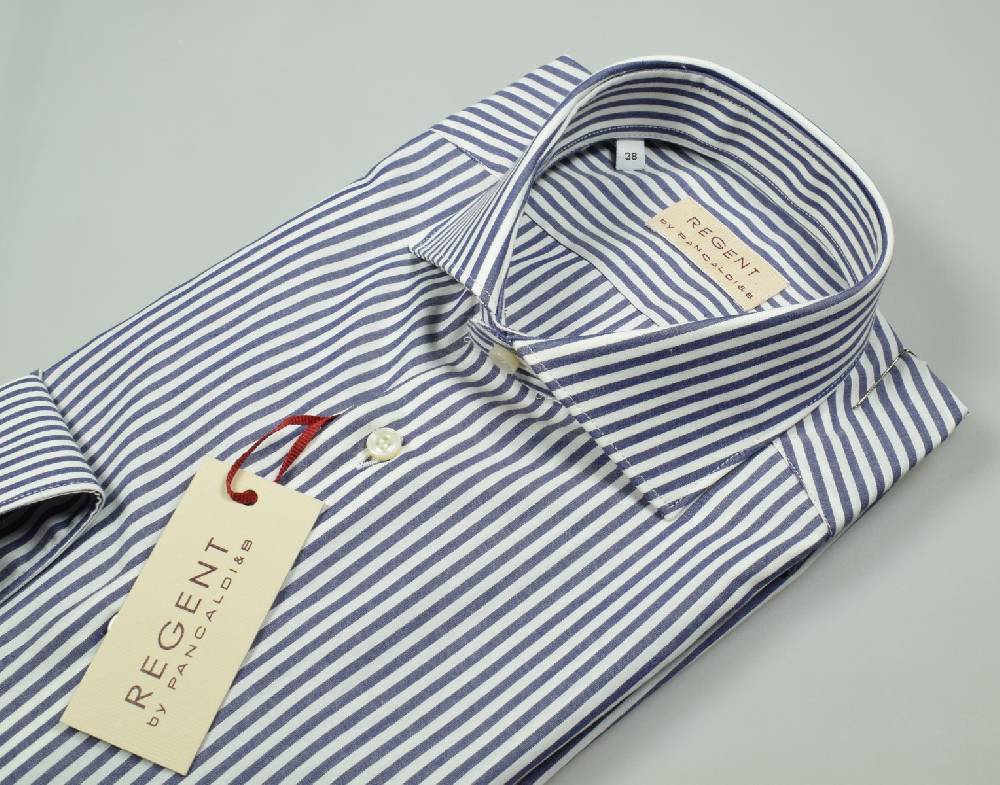 Regent By Pancaldi Camicia Slim Fit Pancaldi In Cotone A Righe Azzurro