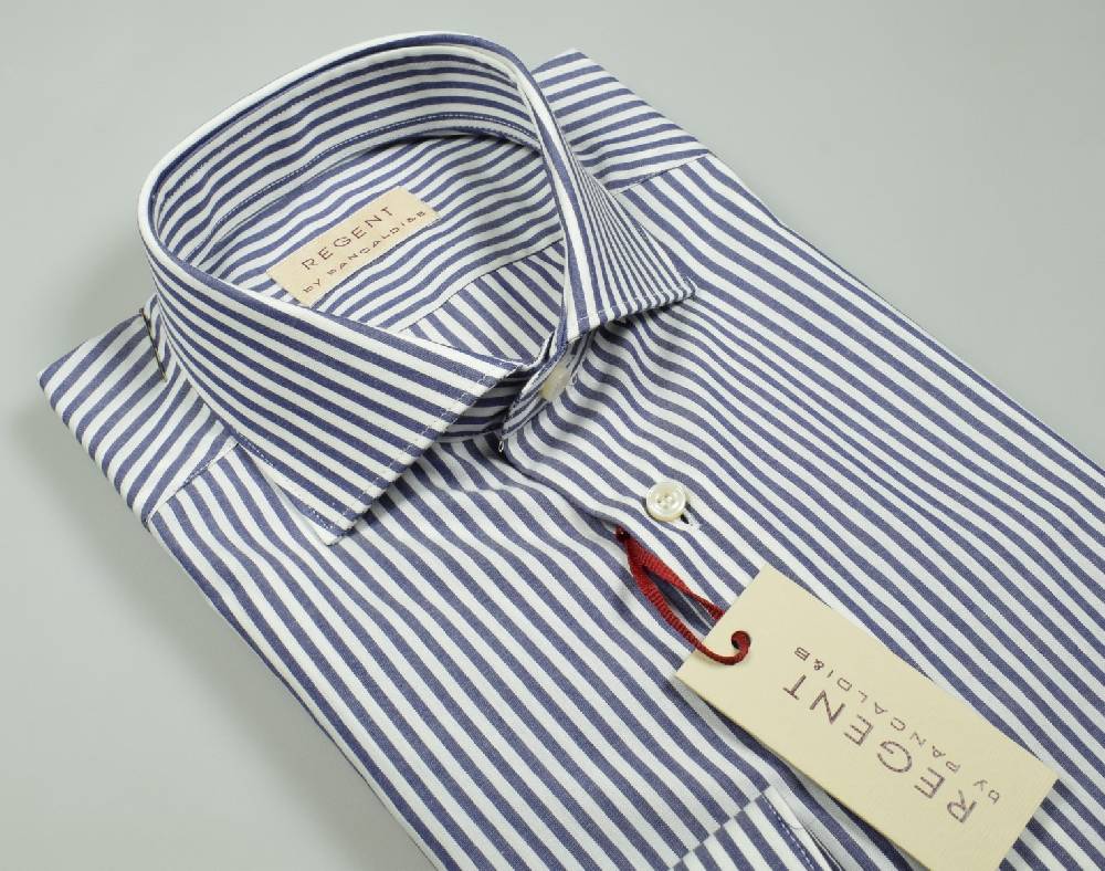 Regent by Pancaldi Camicia slim fit pancaldi in cotone a righe azzurro