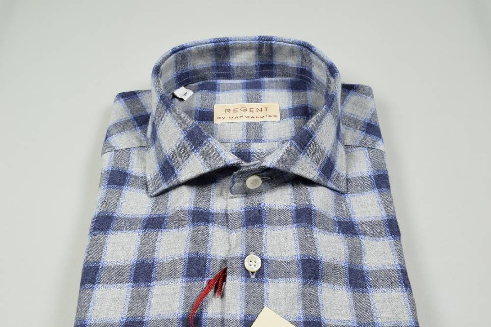 Regent By Pancaldi Camicia Slim Fit Pancaldi In Cotone Caldo Flanella Collo Francese